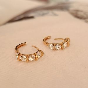Korean Small Hoop Rose Gold Jeweled Earrings